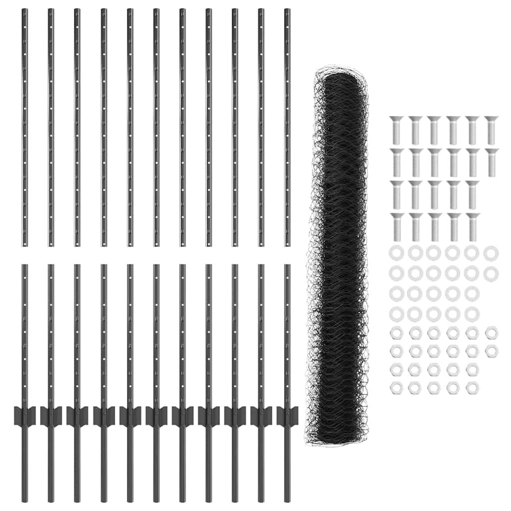 Welded Wire Fence 25 x 1.2 m (W x H) PVC-Coated Steel Grey Mesh