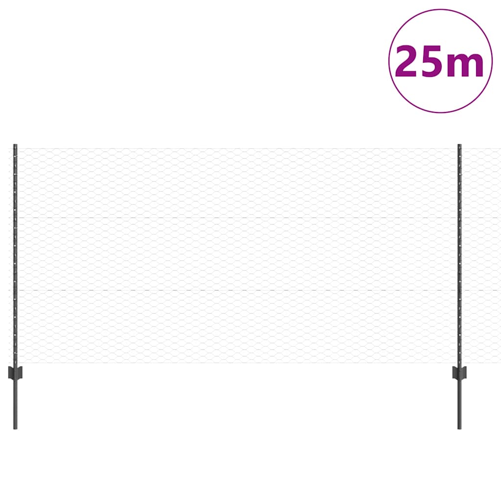 Welded Wire Fence 25 x 1.2 m (W x H) PVC-Coated Steel Grey Mesh