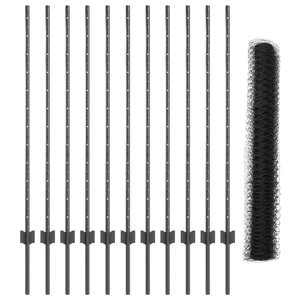 Welded Wire Fence 25 x 1.2 m (W x H) PVC-Coated Steel Grey Mesh