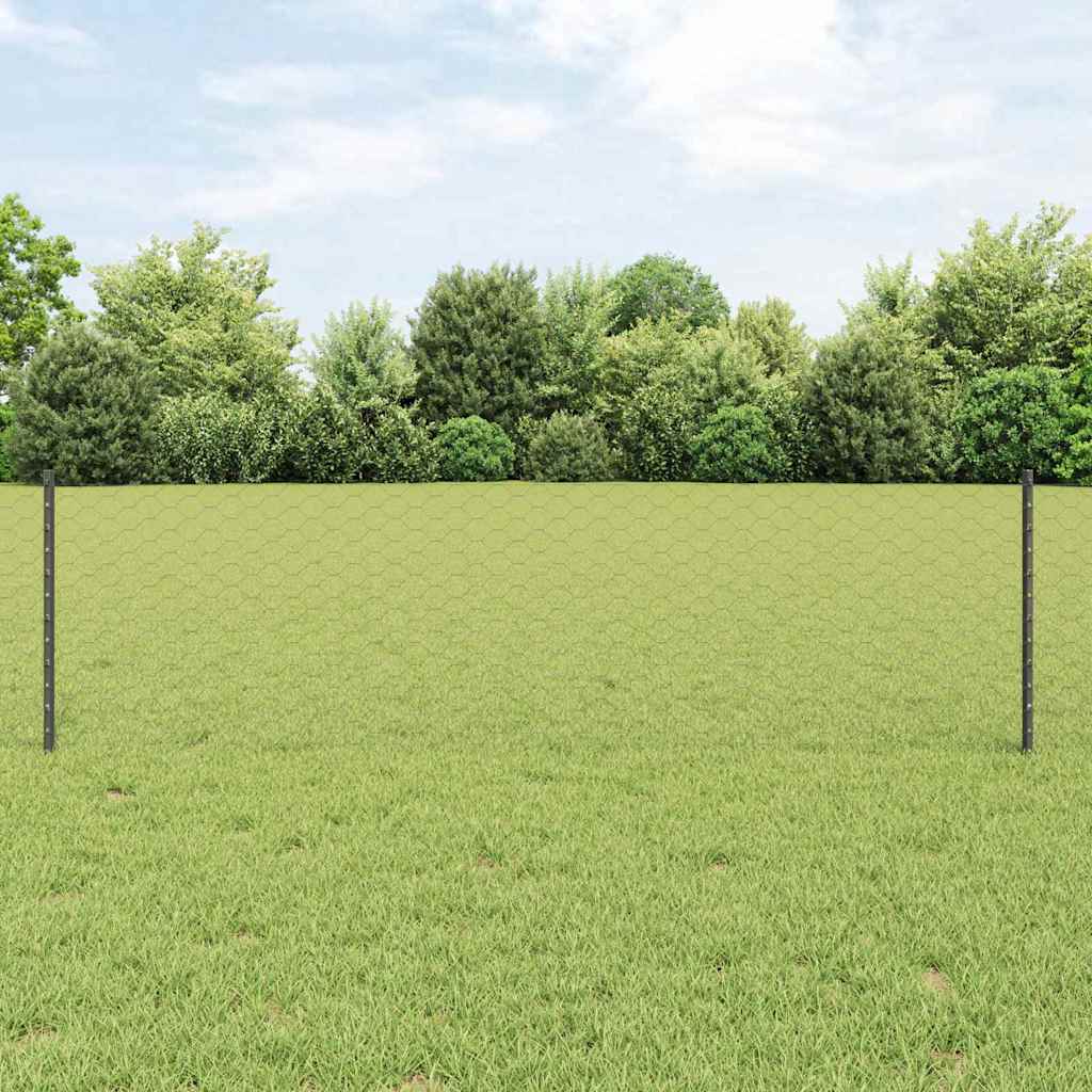 Welded Wire Fence 50 x 0.6 m (W x H) PVC-Coated Steel Grey Mesh