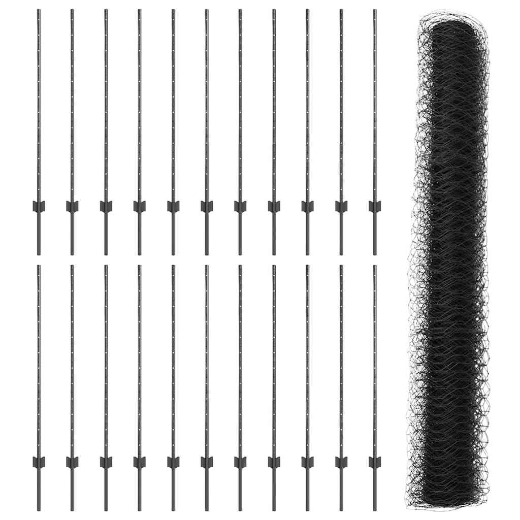 Welded Wire Fence 50 x 1.2 m (W x H) PVC-Coated Steel Grey Mesh