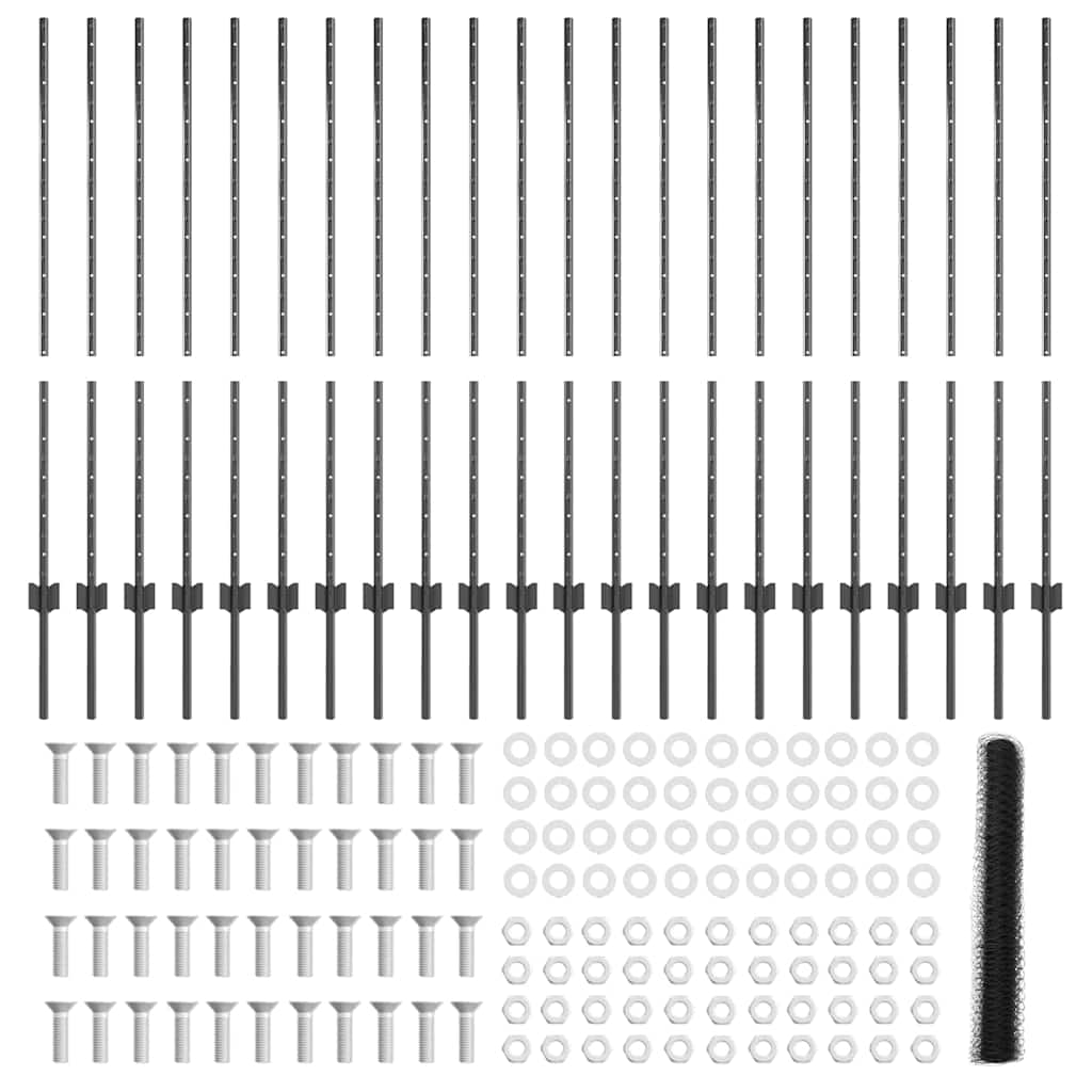 Welded Wire Fence 50 x 1.2 m (W x H) PVC-Coated Steel Grey Mesh