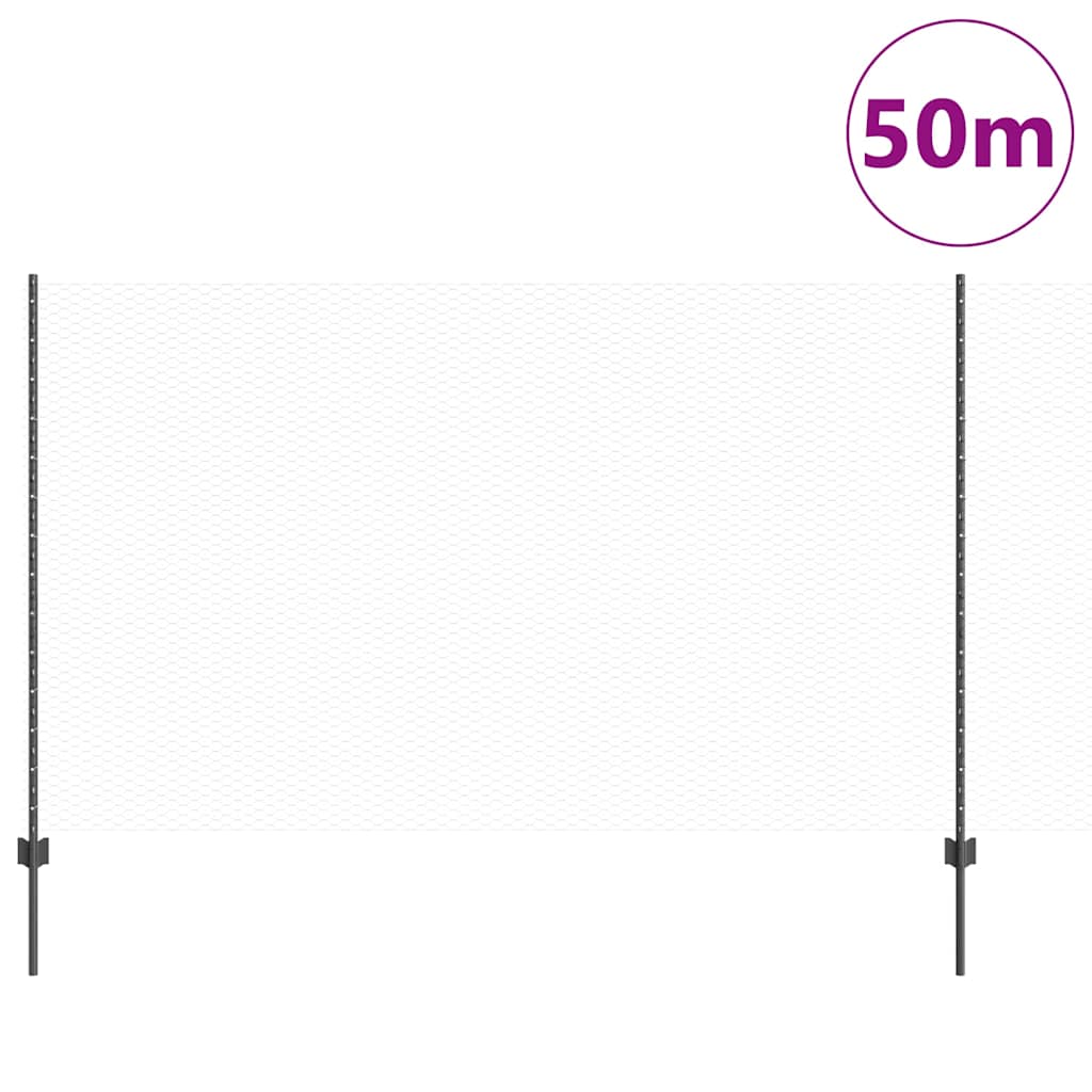 Welded Wire Fence 50 x 1.4 m (W x H) PVC-Coated Steel Grey Mesh