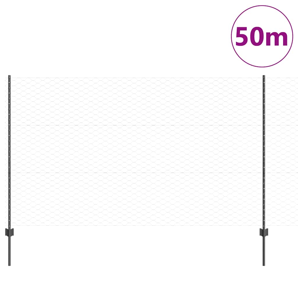 Welded Wire Fence 50 x 1.4 m (W x H) PVC-Coated Steel Grey Mesh