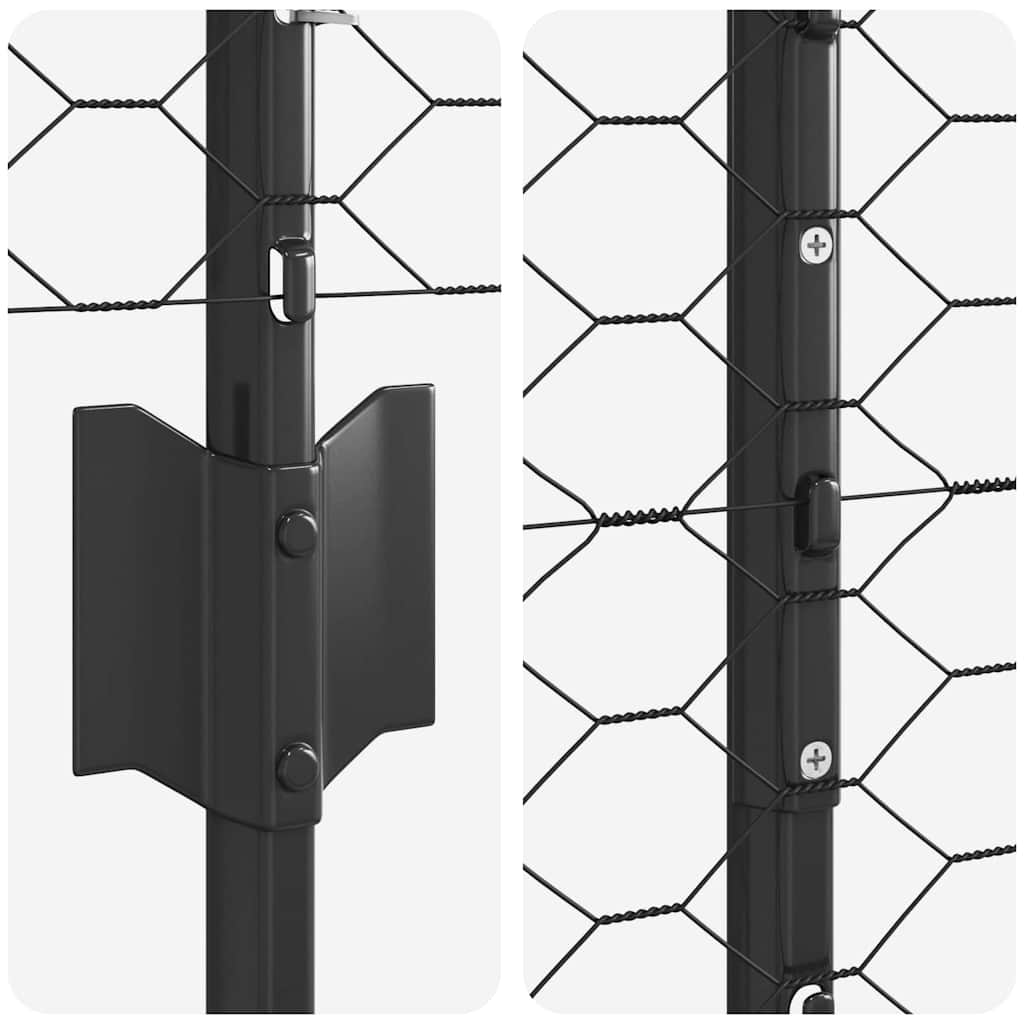 Welded Wire Fence 50 x 1.5 m (W x H) PVC-Coated Steel Grey Mesh