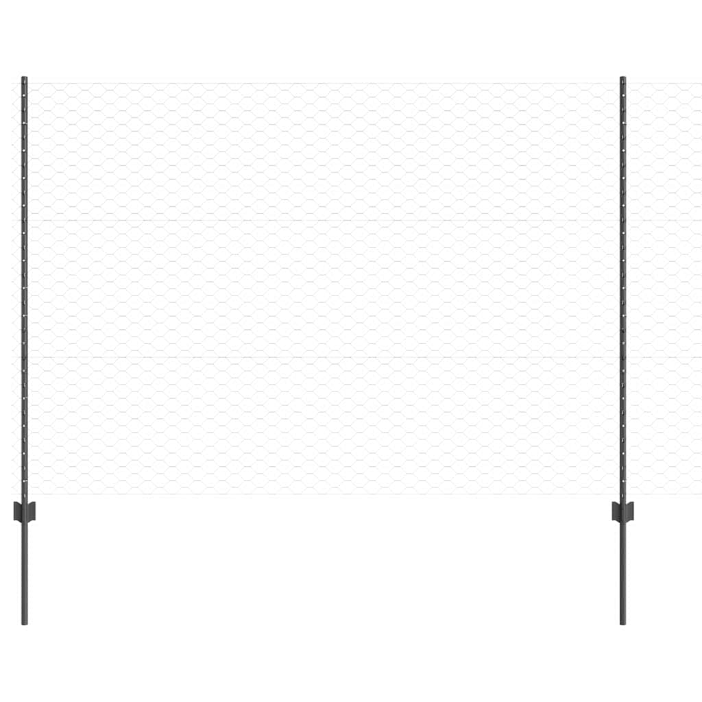 Welded Wire Fence 50 x 1.5 m (W x H) PVC-Coated Steel Grey Mesh