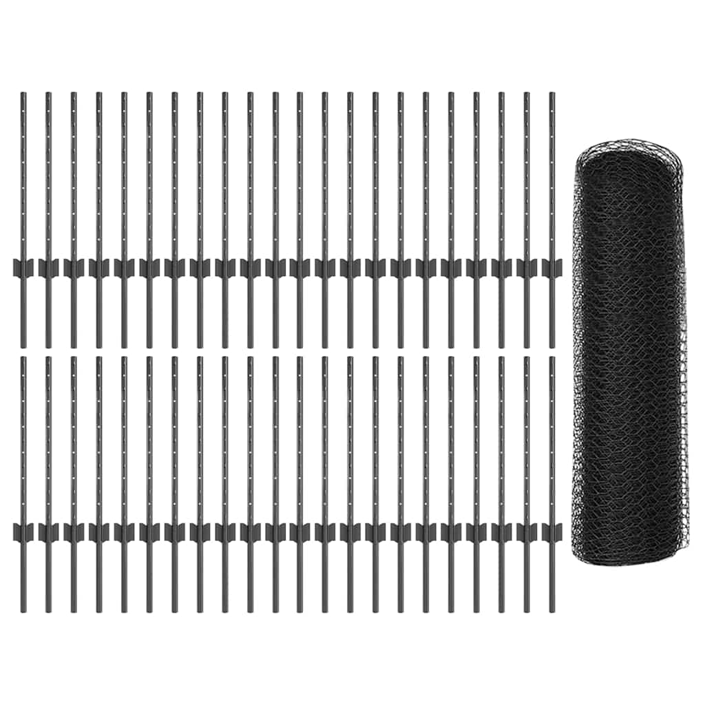 Welded Wire Fence 100 x 0.5 m (W x H) PVC-Coated Steel Grey