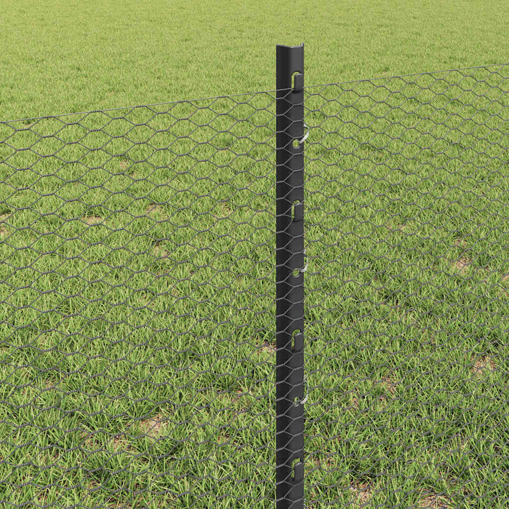 Welded Wire Fence 100 x 0.6 m (W x H) PVC-Coated Steel Grey