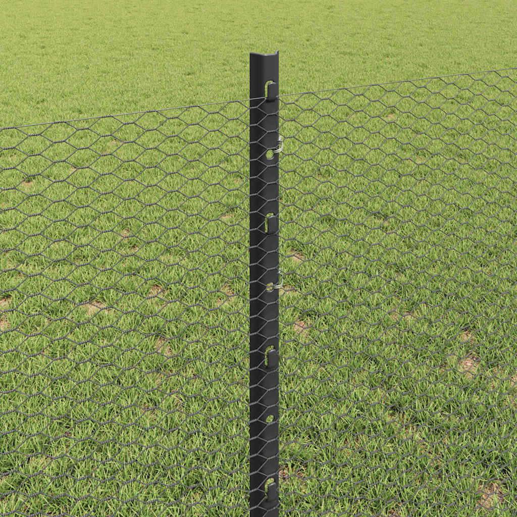 Welded Wire Fence 100 x 0.8 m (W x H) PVC-Coated Steel Grey