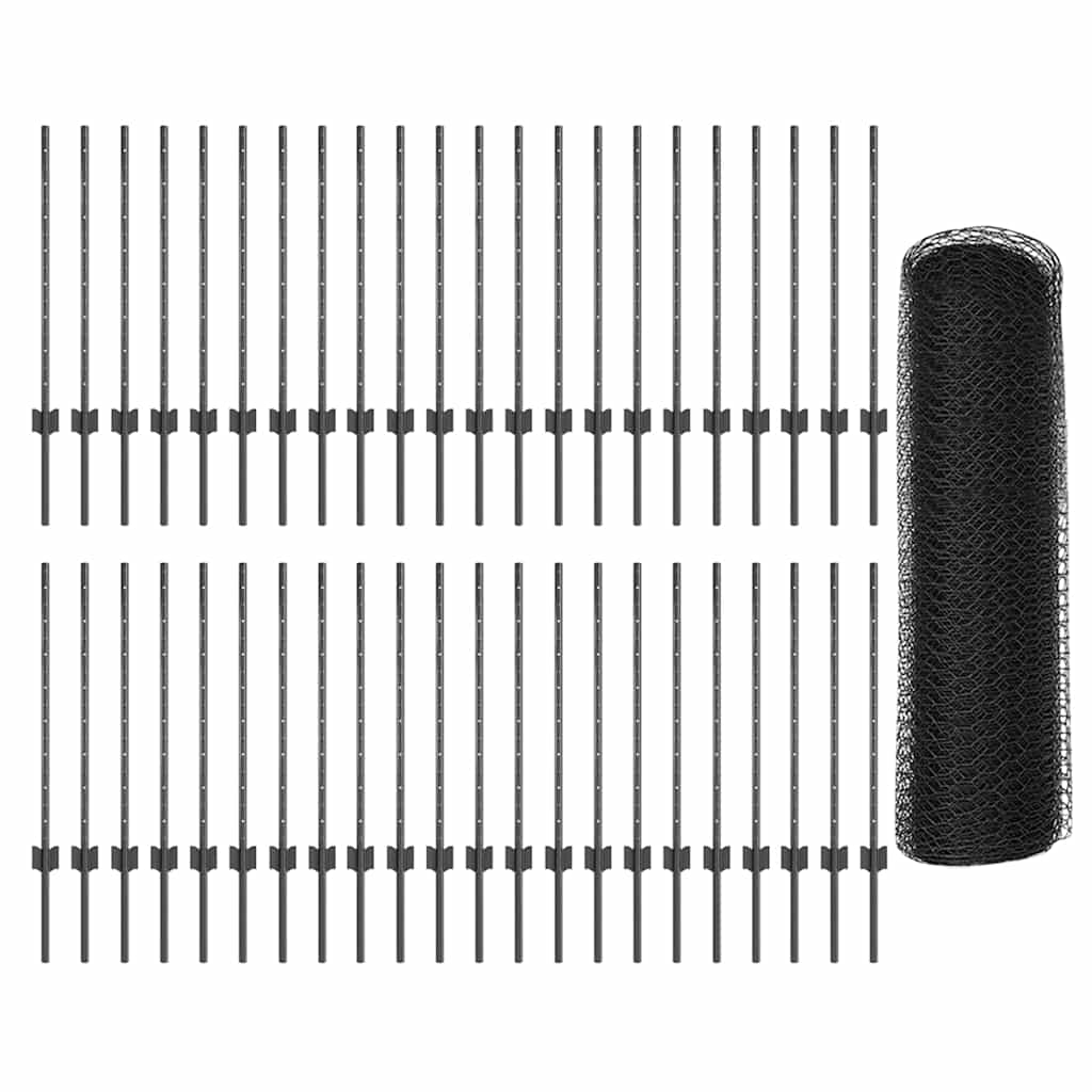 Welded Wire Fence 100 x 0.8 m (W x H) PVC-Coated Steel Grey