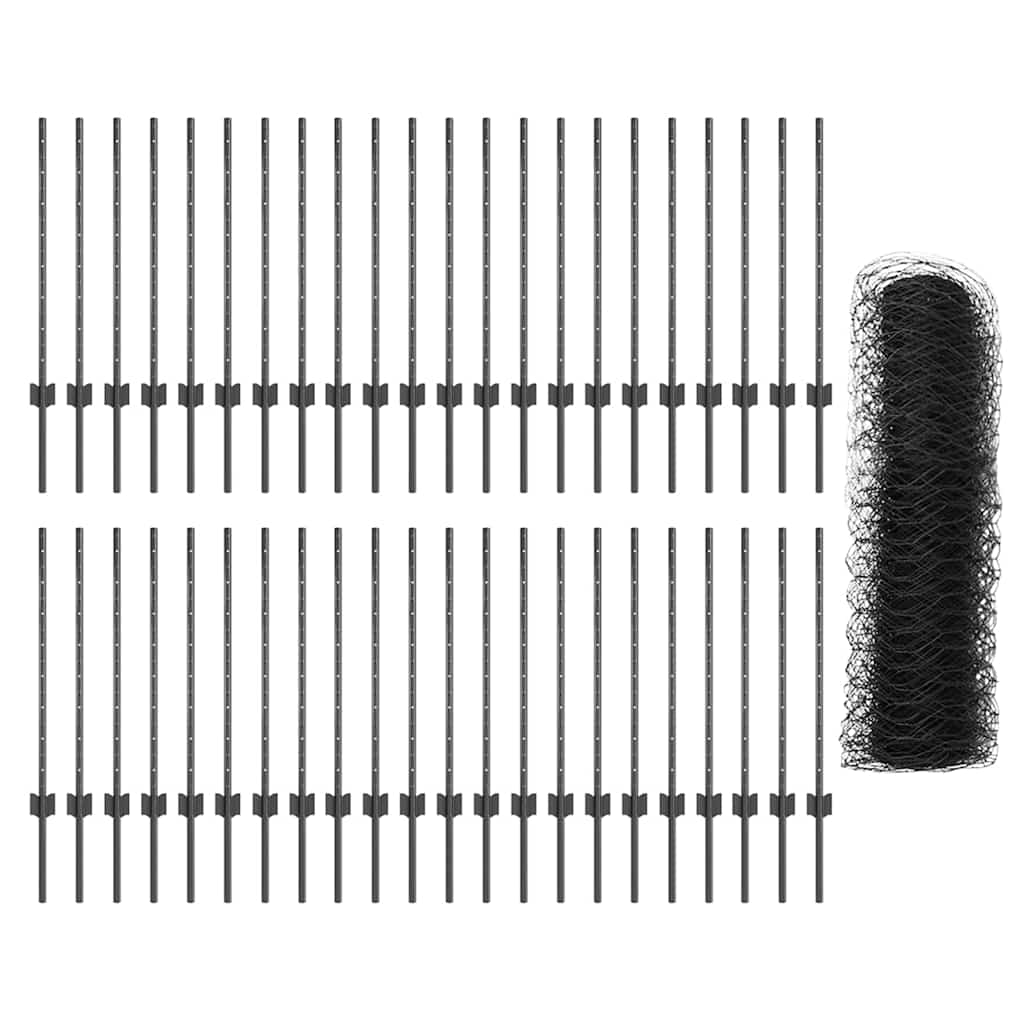Welded Wire Fence 100 x 0.8 m (W x H) PVC-Coated Steel Grey