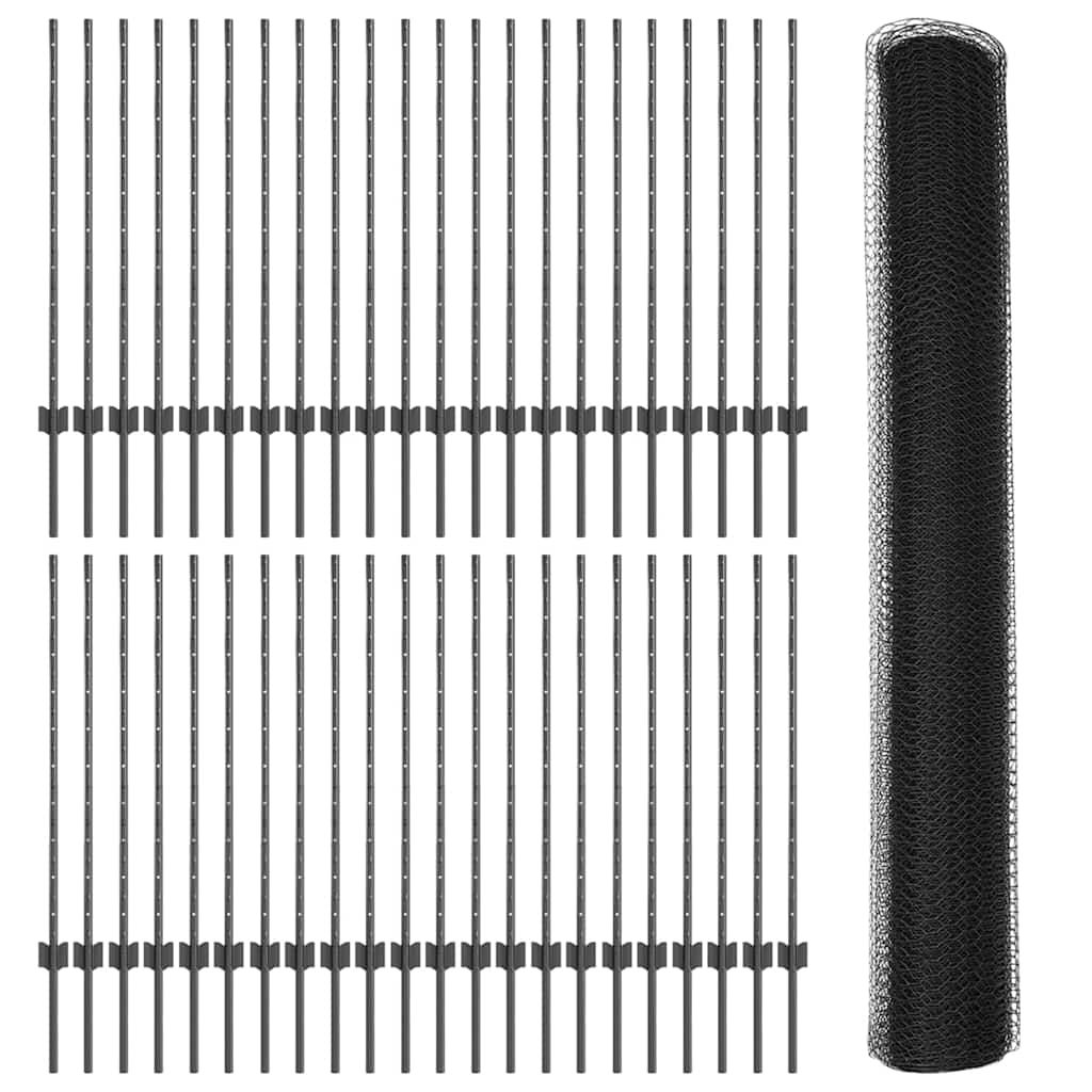 Welded Wire Fence 100 x 1 m (W x H) PVC-Coated Steel Grey Mesh