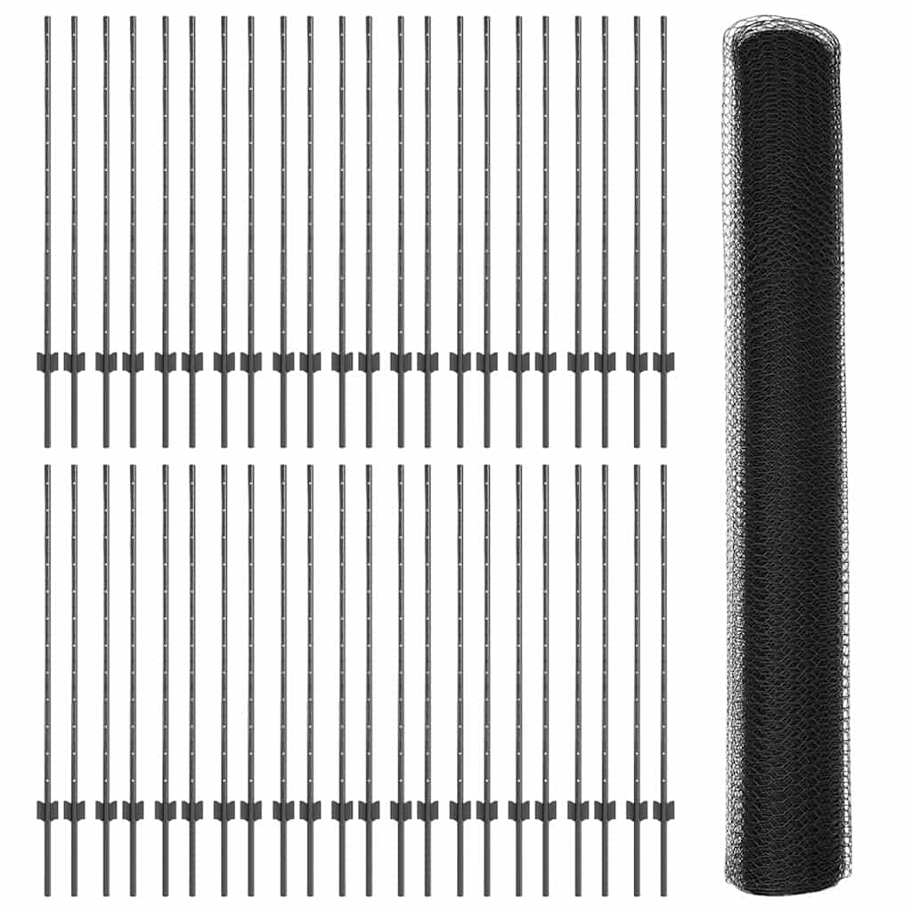 Welded Wire Fence 100 x 1.2 m (W x H) PVC-Coated Steel Grey
