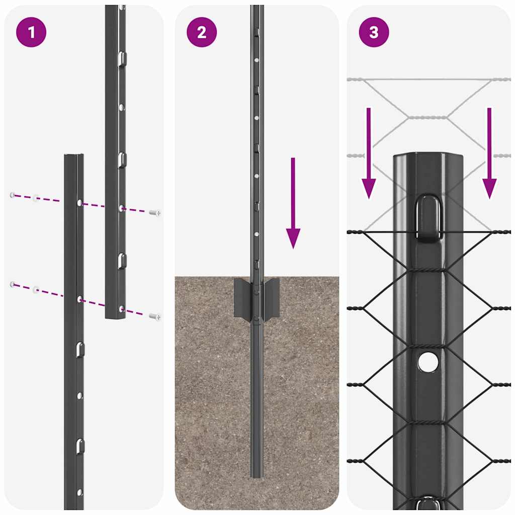 Welded Wire Fence 100 x 1.2 m (W x H) PVC-Coated Steel Grey