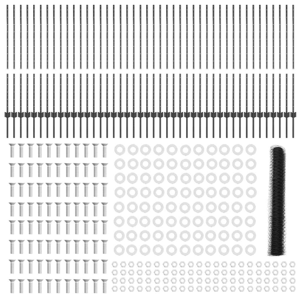Welded Wire Fence 100 x 1.2 m (W x H) PVC-Coated Steel Grey