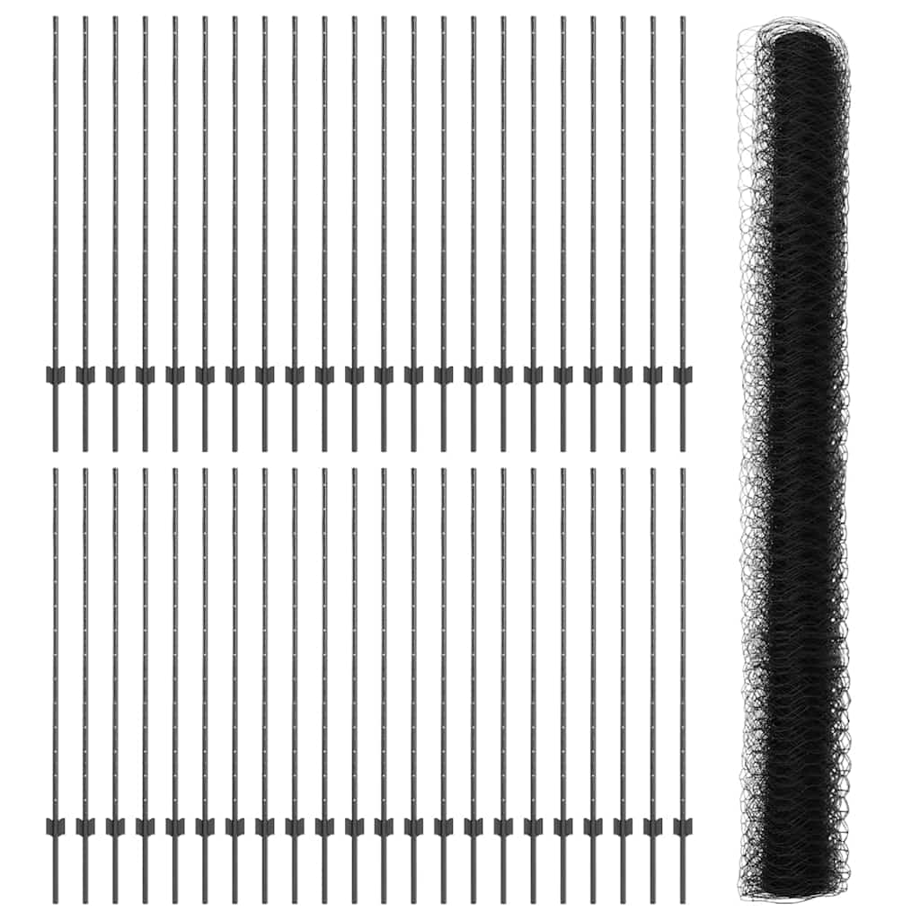 Welded Wire Fence 100 x 1.4 m (W x H) PVC-Coated Steel Grey