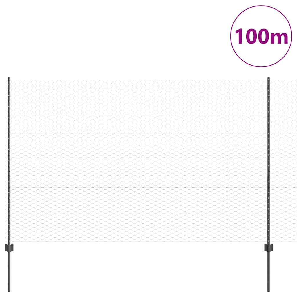 Welded Wire Fence 100 x 1.5 m (W x H) PVC-Coated Steel Grey