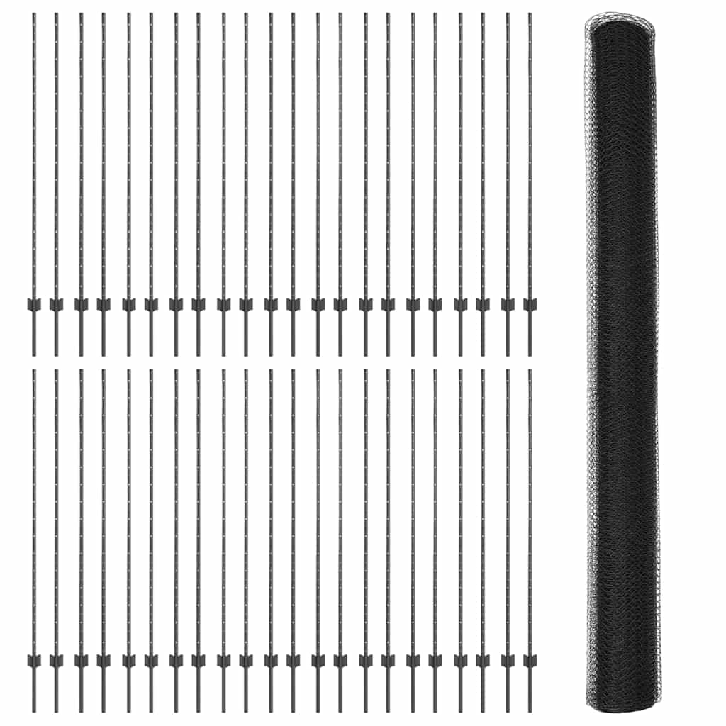 Welded Wire Fence 100 x 1.6 m (W x H) PVC-Coated Steel Grey