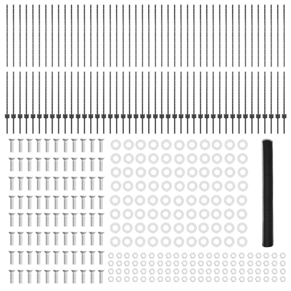Welded Wire Fence 100 x 1.6 m (W x H) PVC-Coated Steel Grey