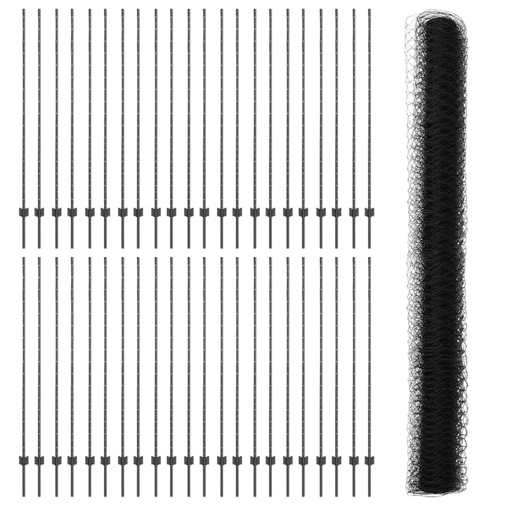 Welded Wire Fence 100 x 1.6 m (W x H) PVC-Coated Steel Grey