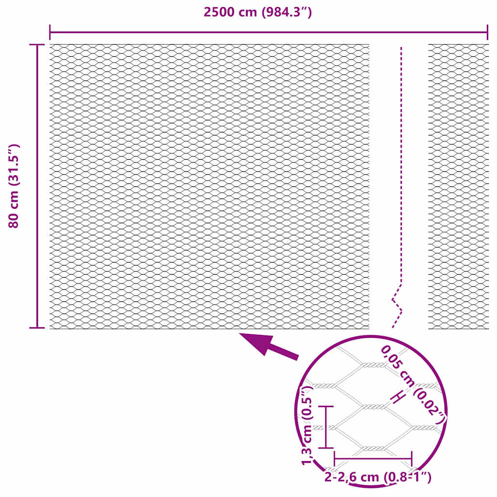 Welded Wire Fence 25 x 0.8 m (W x H) Hot-Dip Galvanised Steel