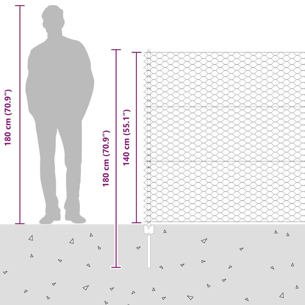 Welded Wire Fence 25 x 1.4 m (W x H) Hot-Dip Galvanised Steel
