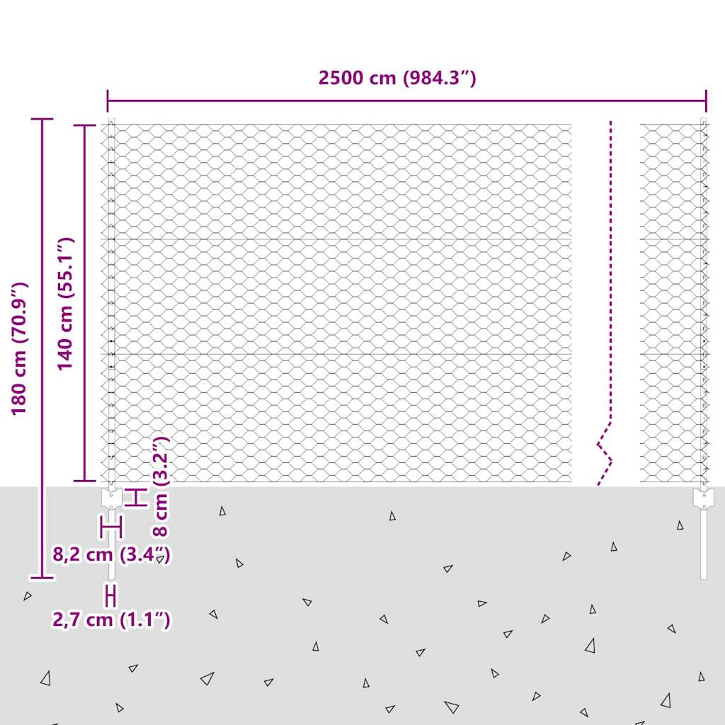 Welded Wire Fence 25 x 1.4 m (W x H) Hot-Dip Galvanised Steel