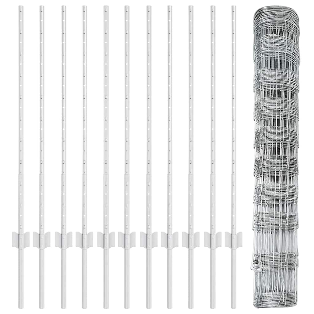 Wild Fence with Posts 25 x 1 m (W x H) Hot-Dip Galvanised Steel