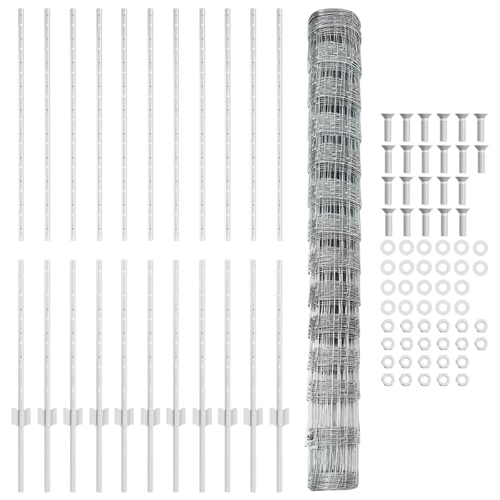Wild Fence with Posts 25 x 1.4 m (W x H)
