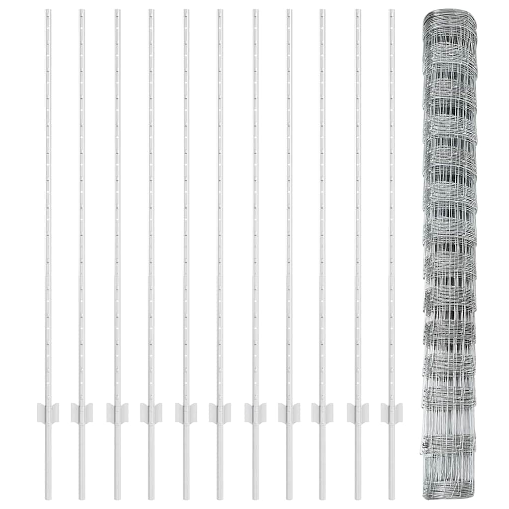 Wild Fence with Posts 25 x 1.4 m (W x H)