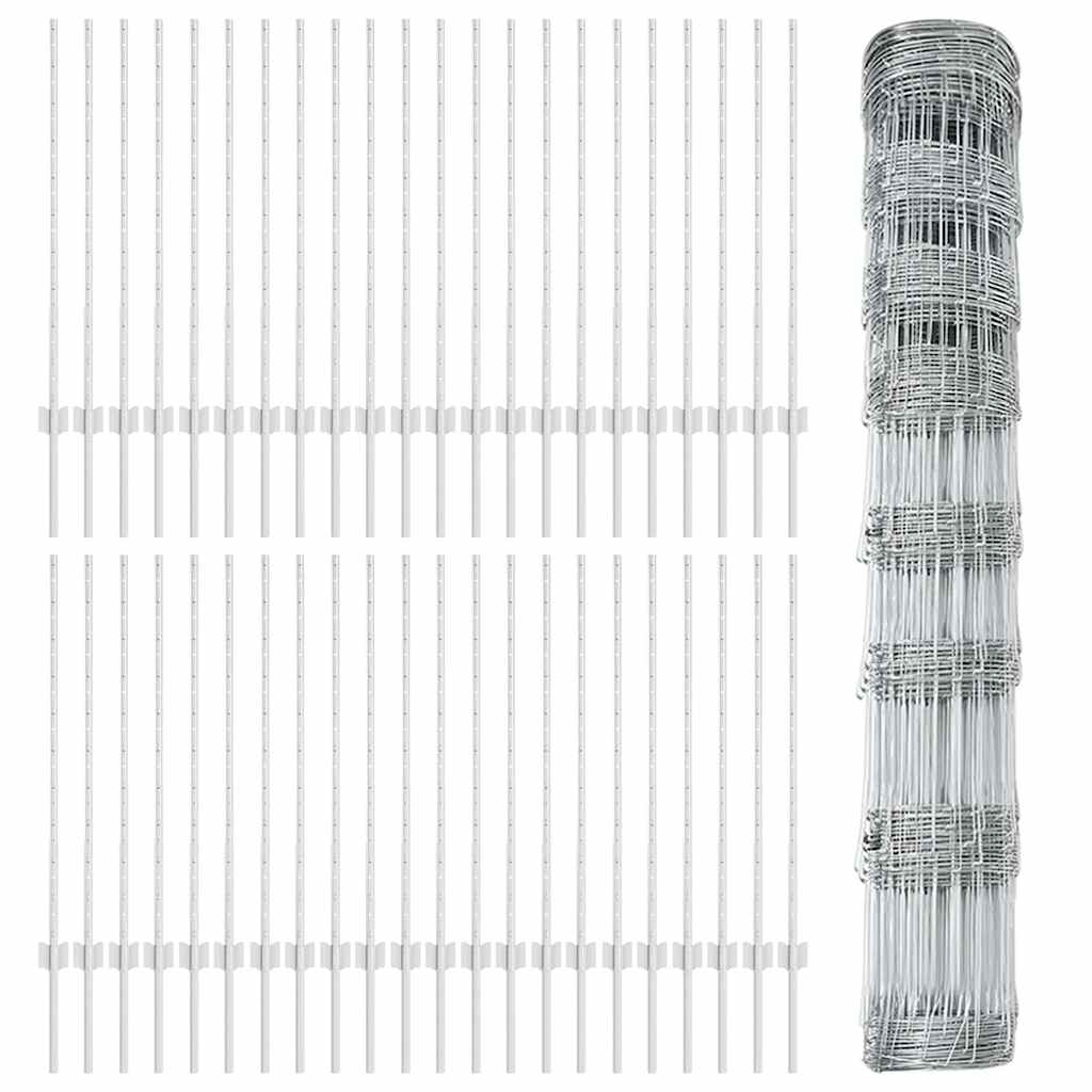 Wild Fence with Posts 100 x 1 m (W x H)