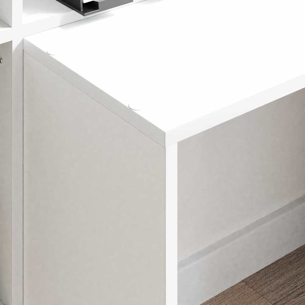 Desk White Engineered Wood 138.5 x 55 x 143 cm