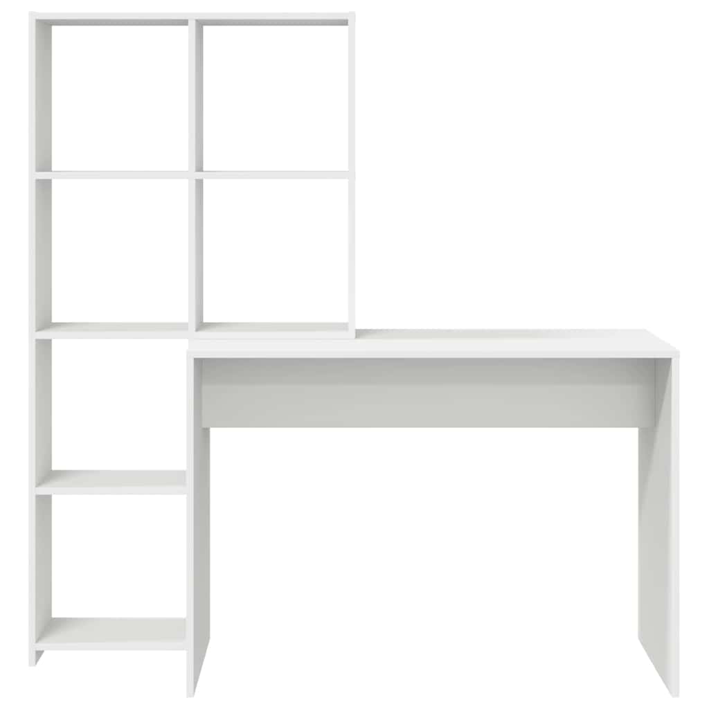 Desk White Engineered Wood 138.5 x 55 x 143 cm