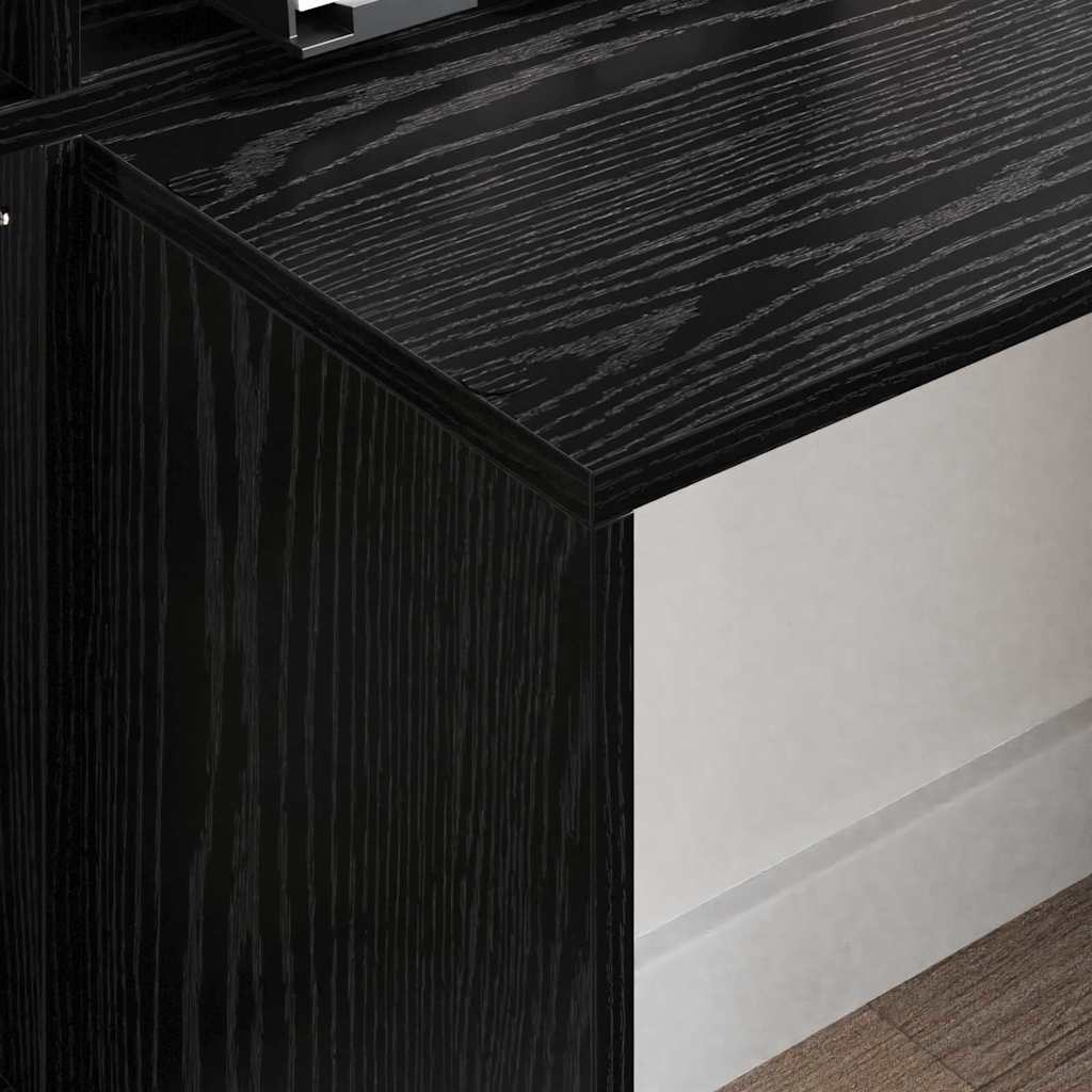 Desk Black Oak Engineered Wood 138.5 x 55 x 143 cm