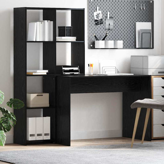 Desk Black Oak Engineered Wood 138.5 x 55 x 143 cm