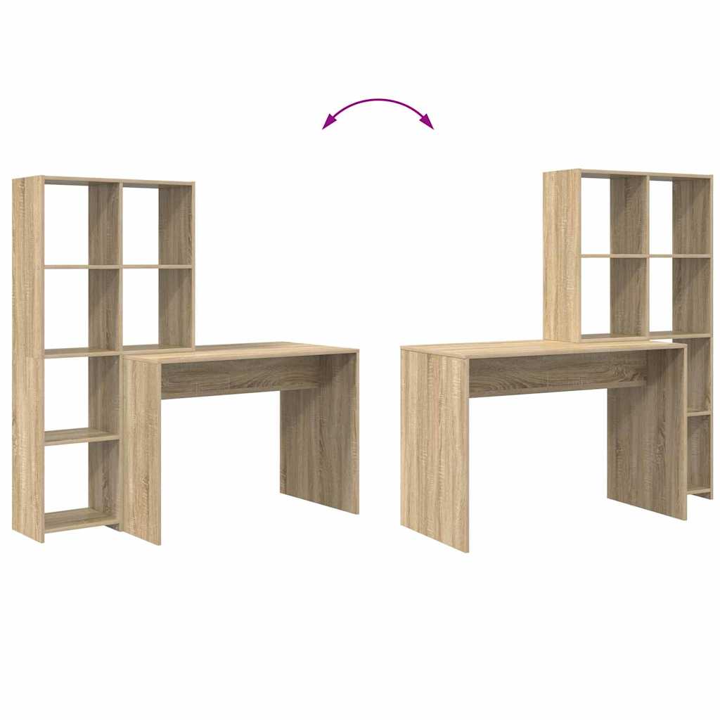 Desk Sonoma Oak Engineered Wood 138.5 x 55 x 143 cm