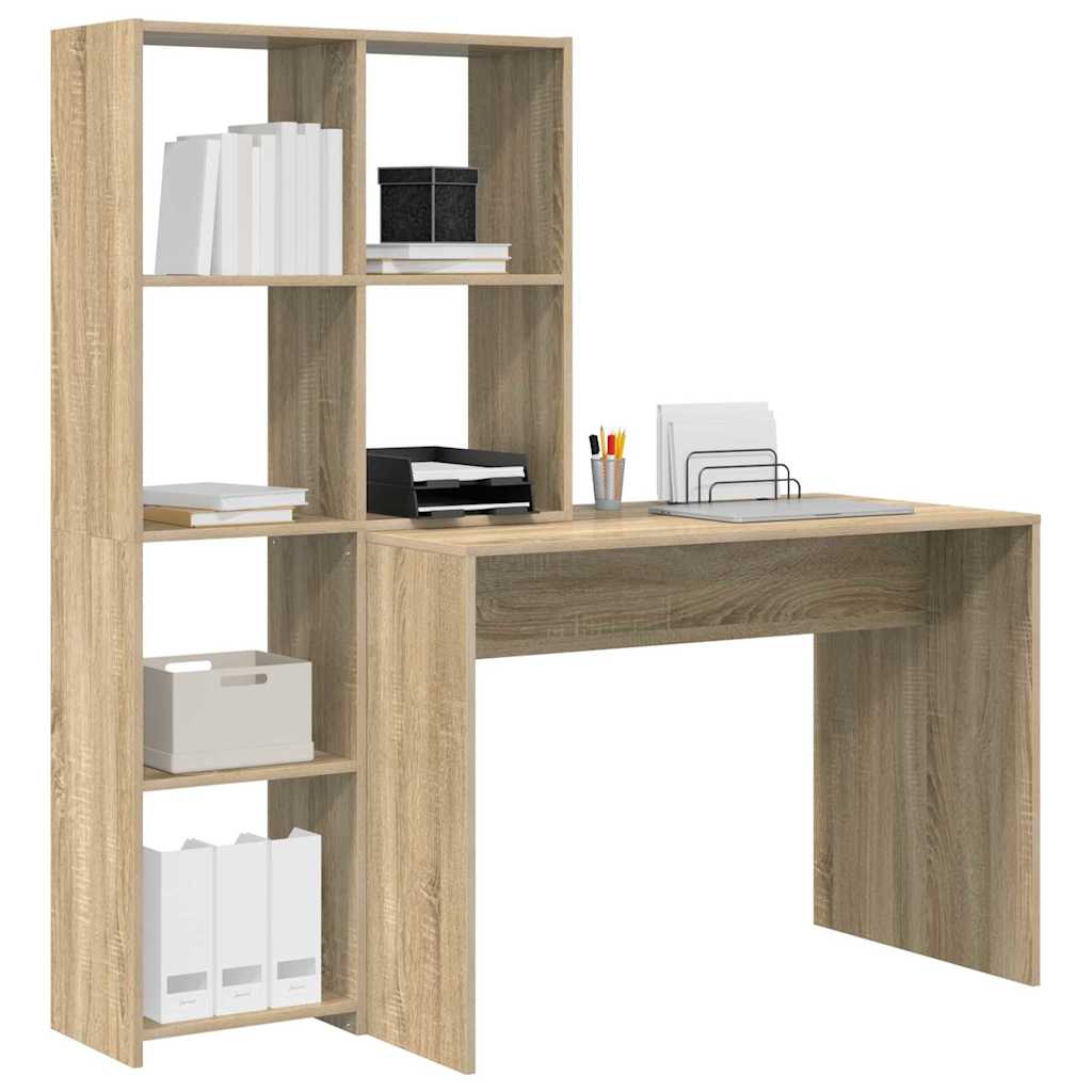 Desk Sonoma Oak Engineered Wood 138.5 x 55 x 143 cm