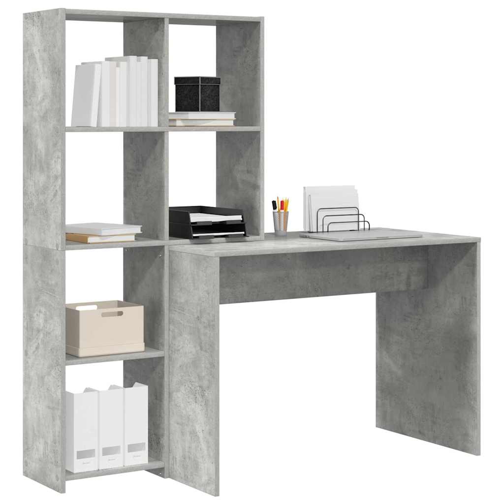 Desk Concrete Grey Engineered Wood 138.5 x 55 x 143 cm