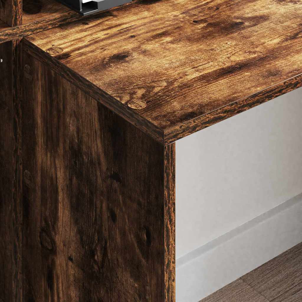Desk Smoked Oak Engineered Wood 138.5 x 55 x 143 cm