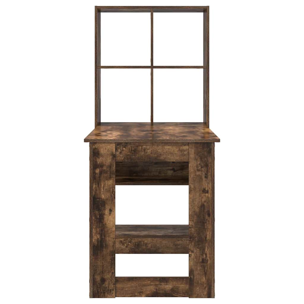 Desk with Shelf Smoked Oak 122 x 67 x 145 cm Engineered Wood