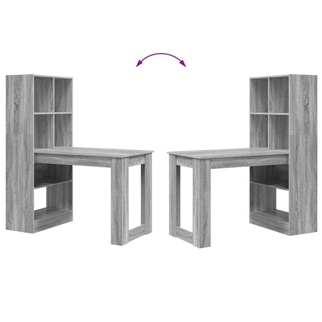 Desk with Shelf Grey Sonoma 122 x 67 x 145 cm Engineered Wood