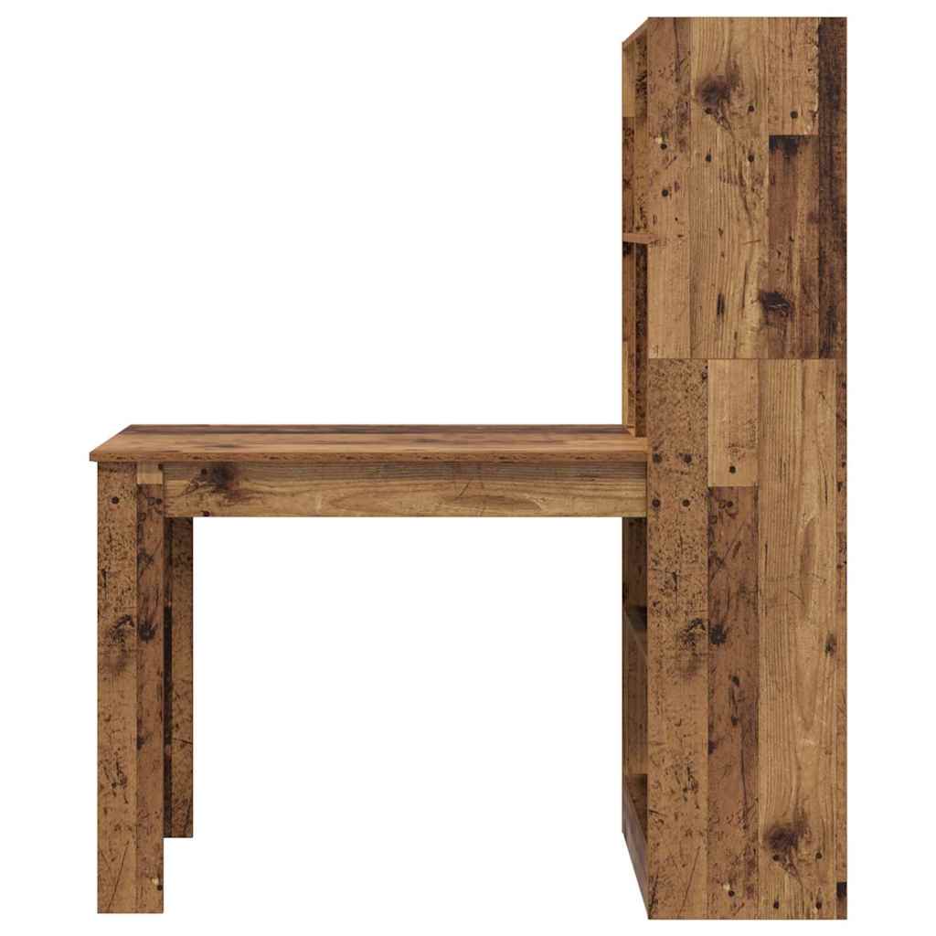 Desk with Shelf Old Wood 122 x 67 x 145 cm Engineered Wood