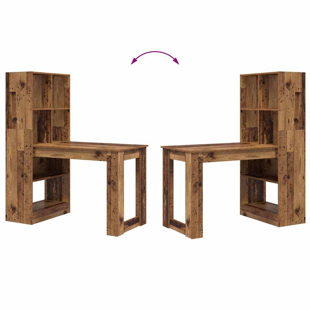 Desk with Shelf Old Wood 122 x 67 x 145 cm Engineered Wood