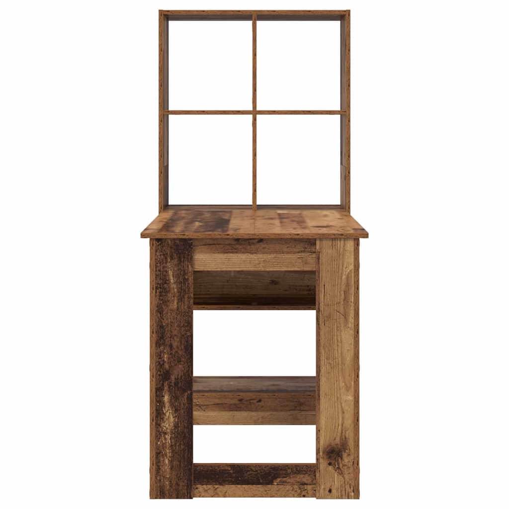Desk with Shelf Old Wood 122 x 67 x 145 cm Engineered Wood