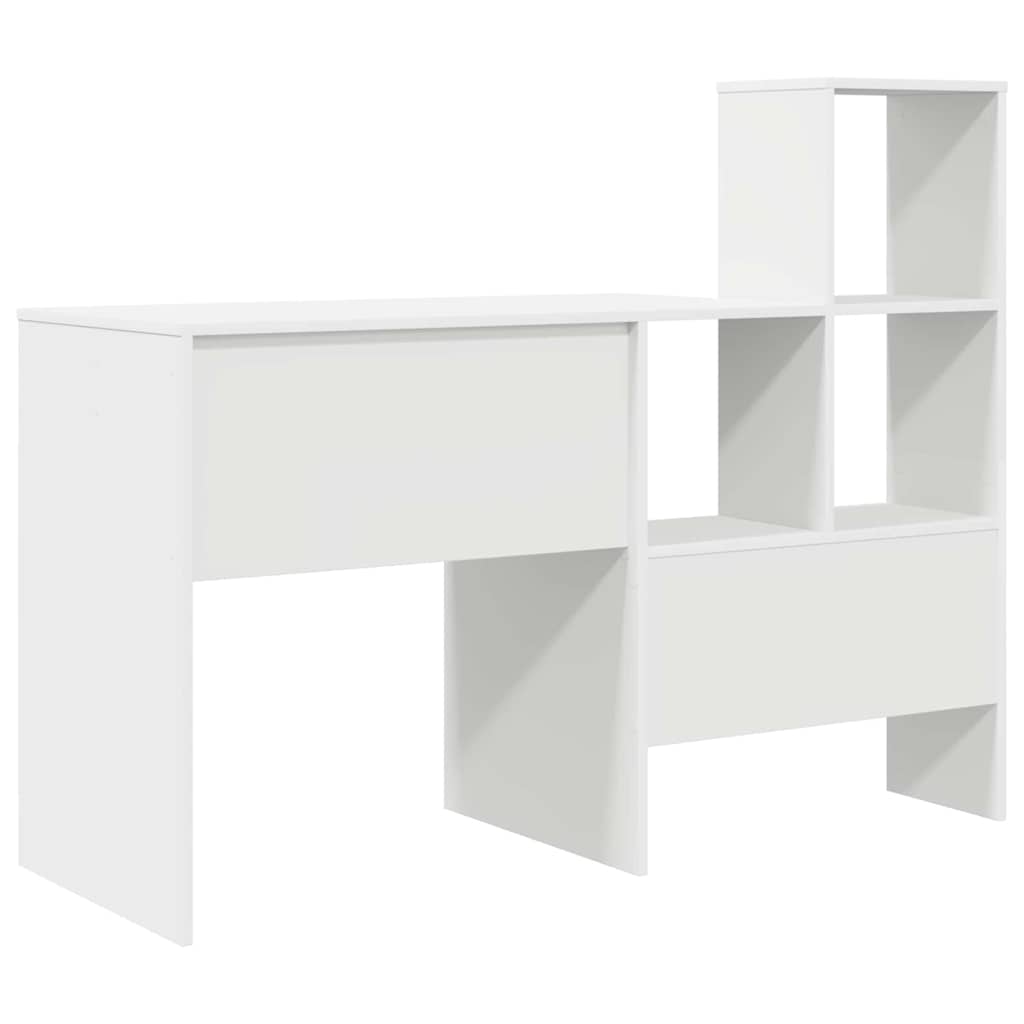 Desk White Engineered Wood 131.5 x 50 x 106.5 cm