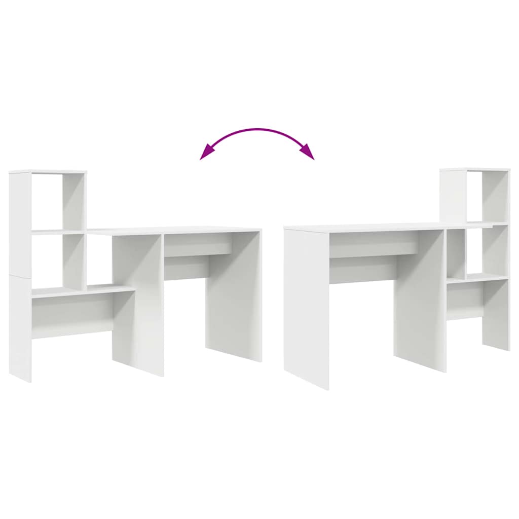 Desk White Engineered Wood 131.5 x 50 x 106.5 cm