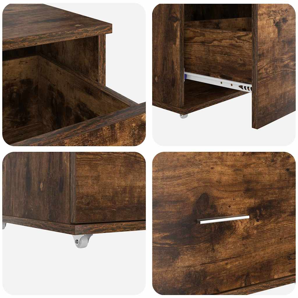 Desk Smoked Oak 131.5 x 50 x 106.5 cm Engineered Wood