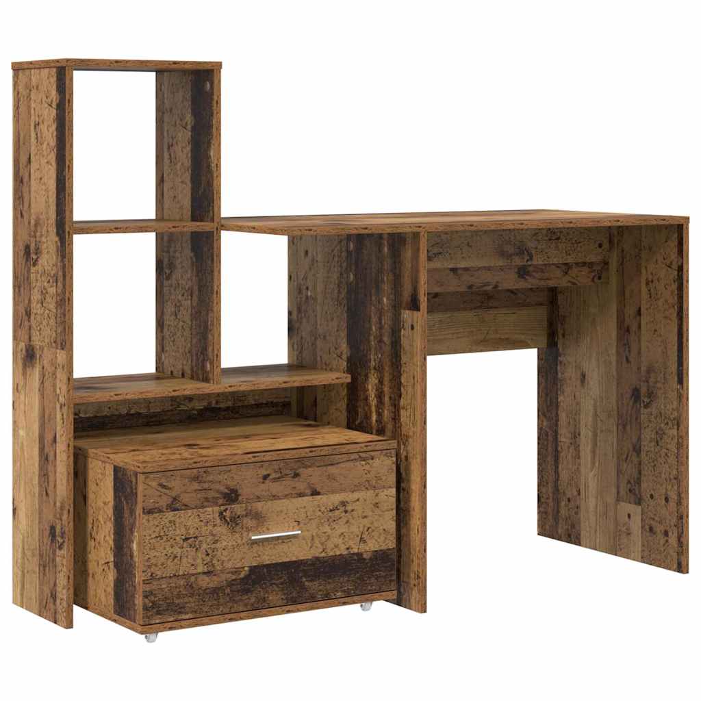 Desk with Drawer Old Wood 131.5 x 50 x 106.5 cm Engineered Wood
