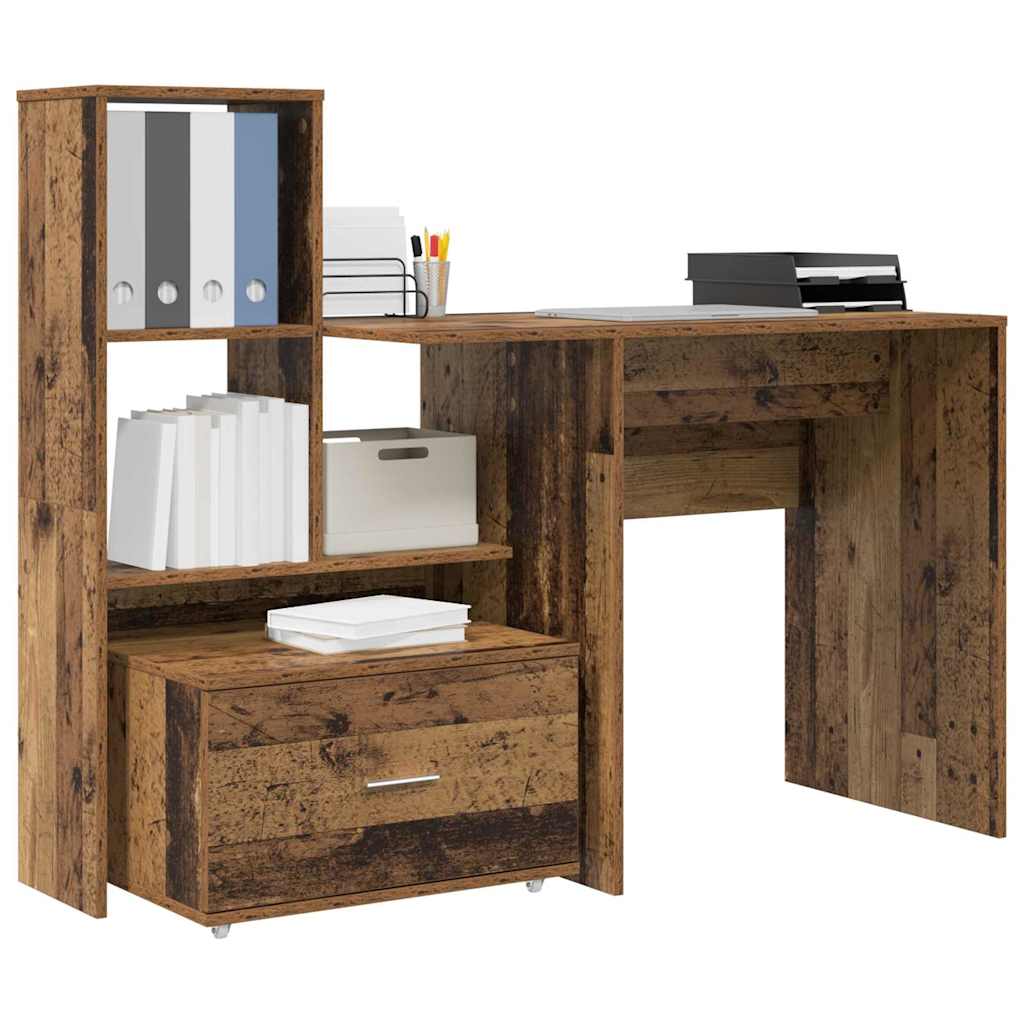 Desk with Drawer Old Wood 131.5 x 50 x 106.5 cm Engineered Wood