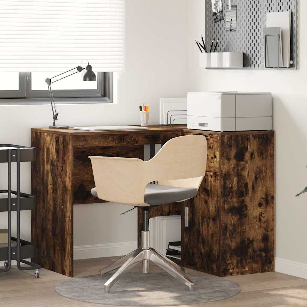 Corner Desk with Drawer Smoked Oak 102 x 88 x 75 cm